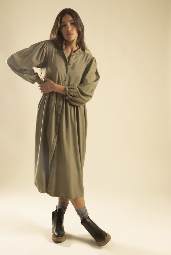 Robe chemise kaki LAKE
