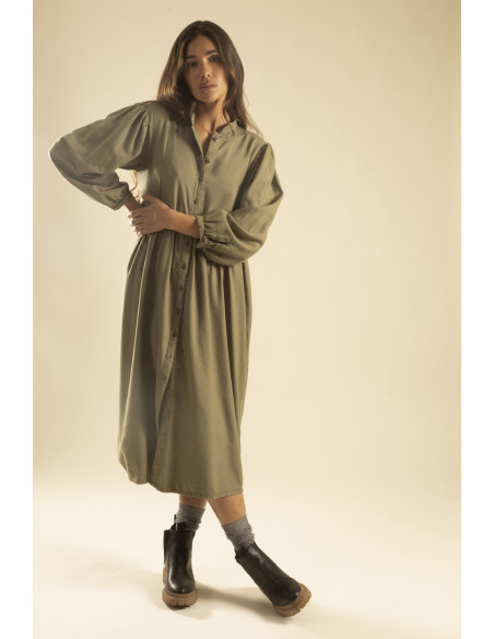 Robe chemise kaki LAKE
